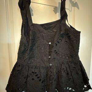 Elegant Black Eyelet Women's Blouse